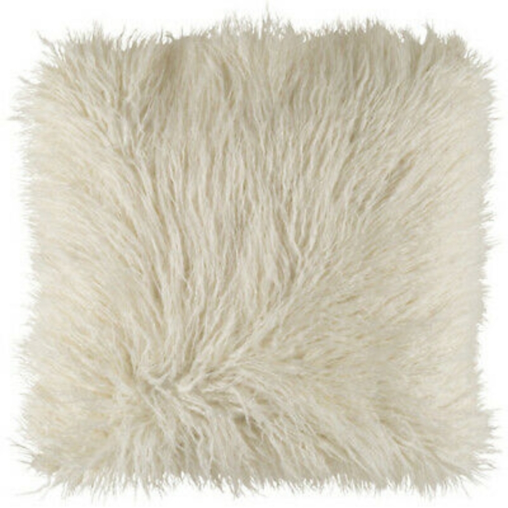 NWT Surya Kharaa 22-in x 22-in Cream FUR Furry Decorative Pillow Cover